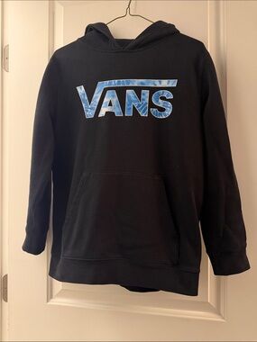 Vans Black Hoodie with Blue Marble Logo